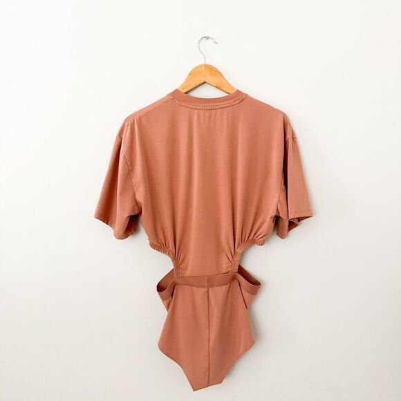 Adidas Bodysuit High Cut Leotard Brown Size Small Streetwear Athleisure - Picture 6 of 10